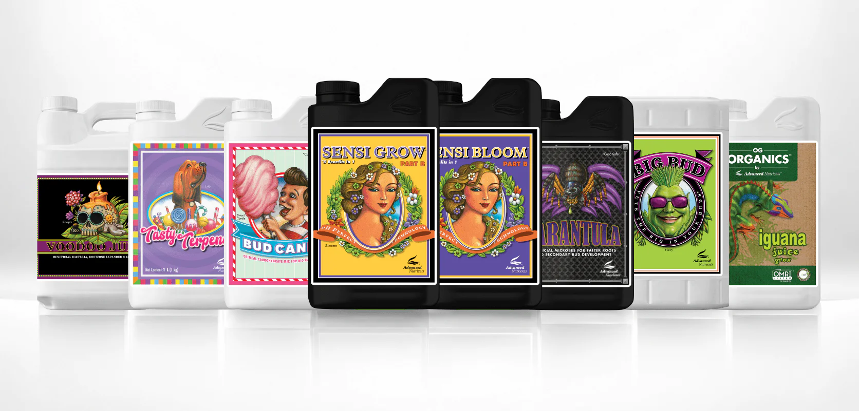 Produkty Advanced Nutrients, které Leaf Doctor Marcel používá při pěstování konopí